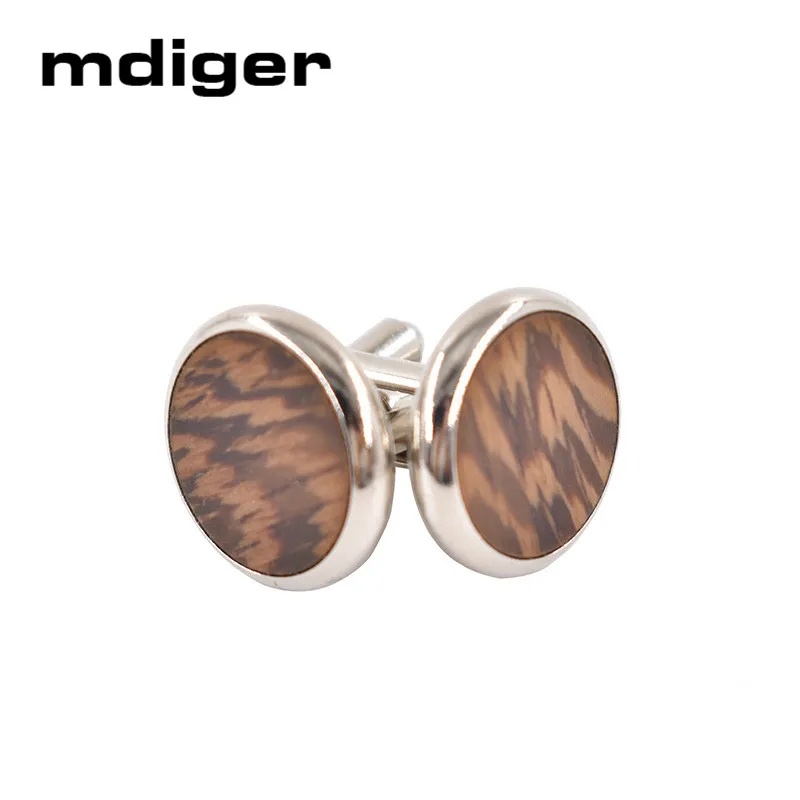Mdiger брендовые Запонки деревянные для мужчин подарки новые модные большие круглые запонки модные высококачественные запонки для свадебной вечеринки