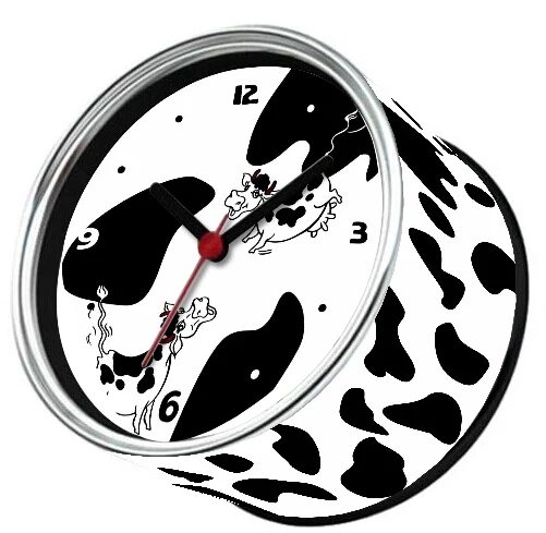 Черный и белый корова дизайн 2 шт./партия я люблю корову кухня магниты на холодильник часы настенные часы в виде банки, металлические настольные часы