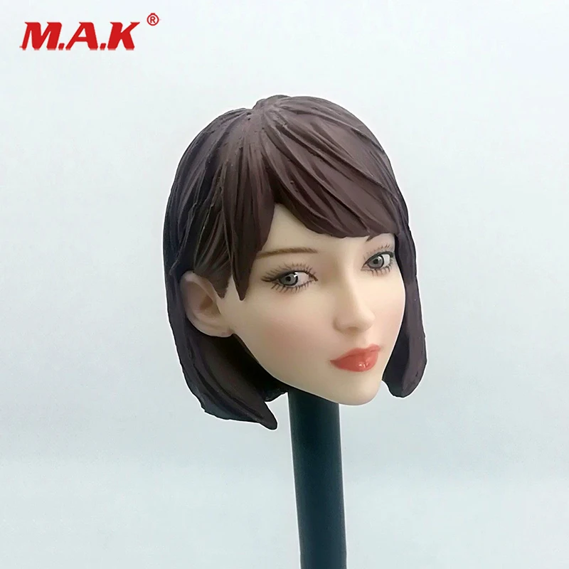 

1/6 Asian beauty girl Head Sculpt with short brown hair head For 12" Female Figure pale color seamless Body for PH Body Figures