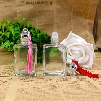 

15ml Square transparent Glass Perfume Roll On Perfume Bottle 5PCS/LOT