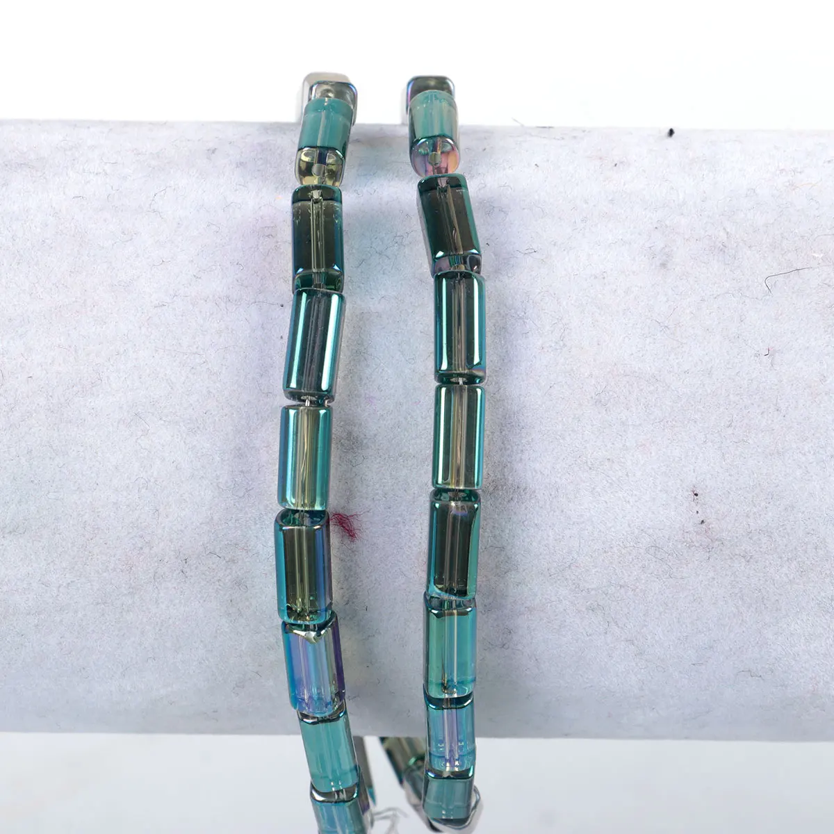 

Glass AB Rainbow Color Aurora Borealis Beads Rectangle Transparent Clear About 8mm x 4mm, Hole: 0.8mm, 32cm long, 2 Strands