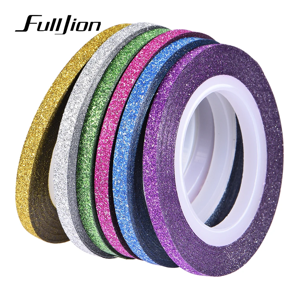 

Fulljion 6 Rolls Matte Glitter Nail Striping Tape Line Multi Color DIY Nail Art Decoration Design Manicure Sticker Decals Tips