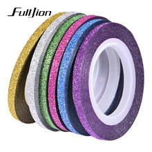 Fulljion 6 rouleaux mat paillettes ongles rayure bande ligne Multi couleur bricolage Nail Art décoration Design manucure autocollant autocollants conseils(China)