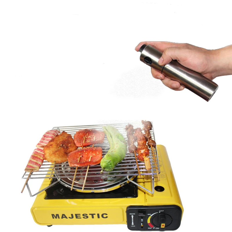 

Stainless Steel Pump Olive Spraying Oil Bottle Sprayer Can Easy To Use Oil Jar Pot Tool Can Pot Cookware Kitchen Tools