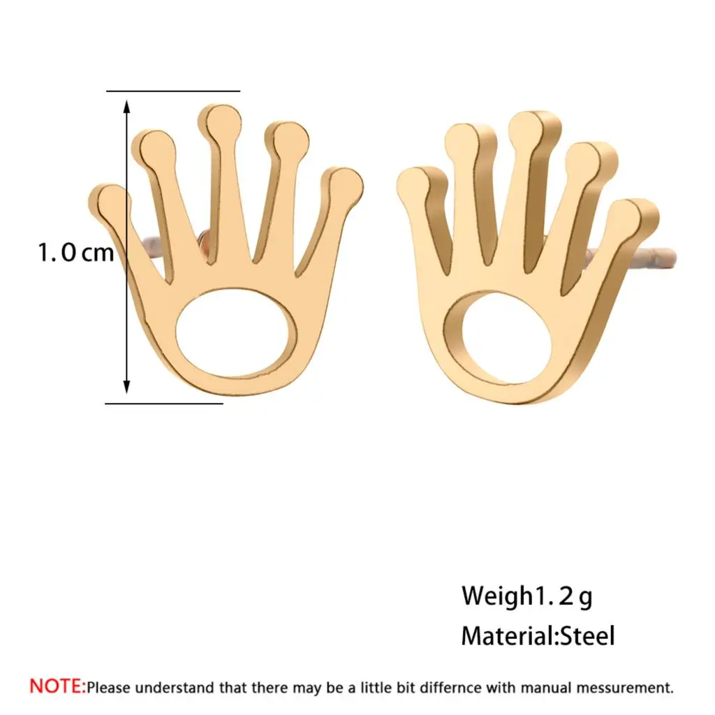 Kinitial серьги в форме короны в стиле панк, золотые серьги-гвоздики в форме пальмы для женщин и мужчин, серьги из нержавеющей стали для пирсинга, ювелирные изделия, подарки