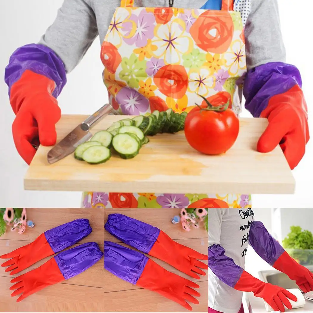 Waterproof Household Rubber Long Cuff Cleaning Gloves Kitchen