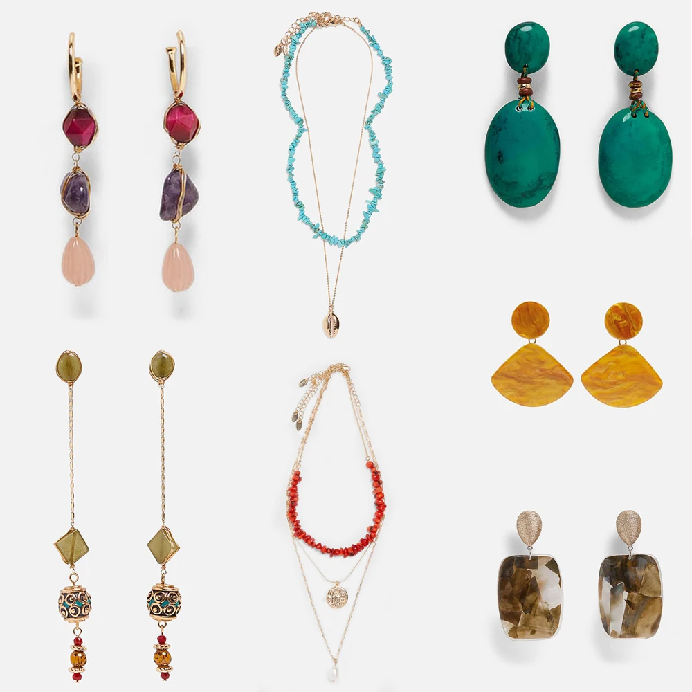 

Best lady 2019 New Bohemian Resin Za Earrings for Women Ethnic Vintage Handmade Beaded Drop Earrings Jewelry Wedding Party Gift