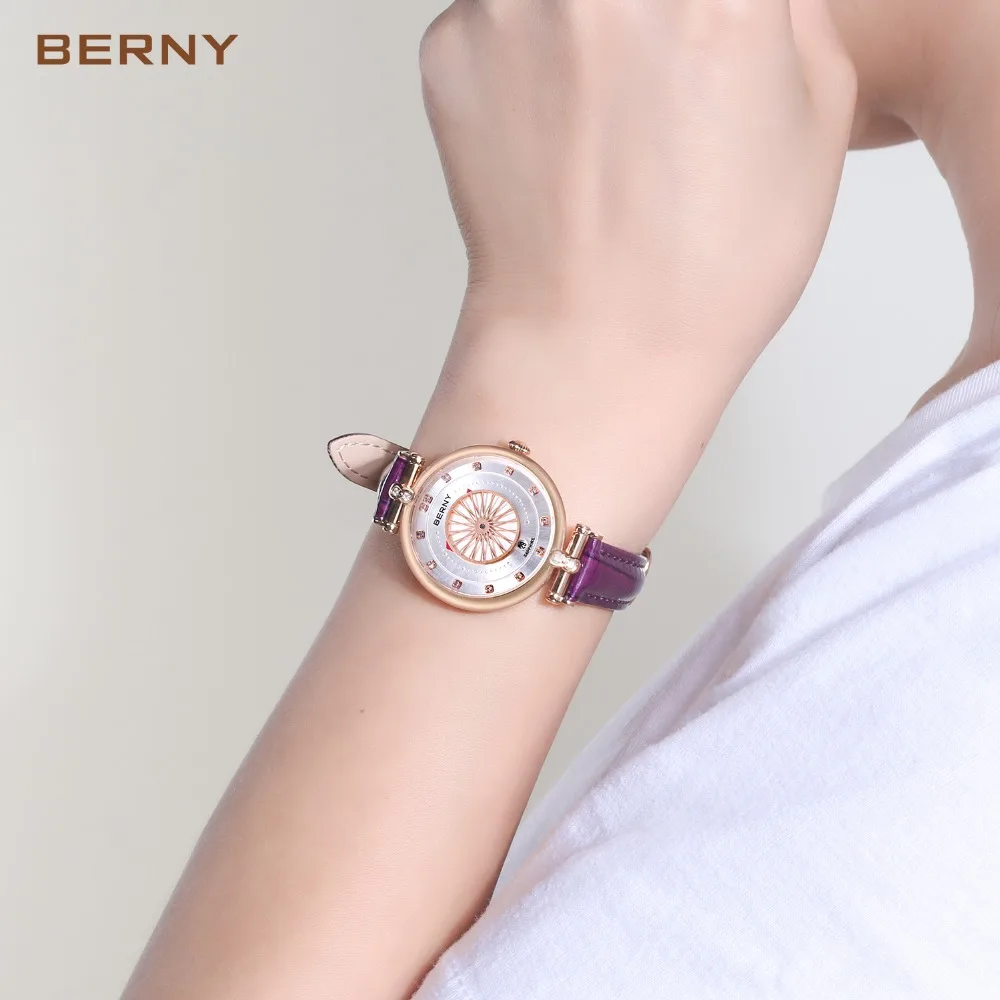 Berny Топ бренд класса люкс Relogio Saat Montre Horloge Feminino Bayan Femme кварцевые модные женские часы для дам