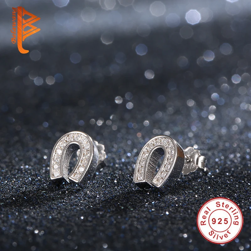 Женские серьги гвоздики BELAWANG U образной формы с крючком|boucle d'oreille|ear pins925 sterling |