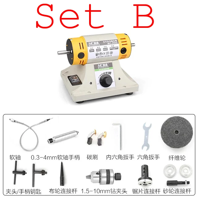 Мини 850 Вт многофункциональная Настольная пила полировщик камня нефритовый гравировальный станок шлифовальный станок настольные пилы режущая машина бесплатно - Цвет: SET B