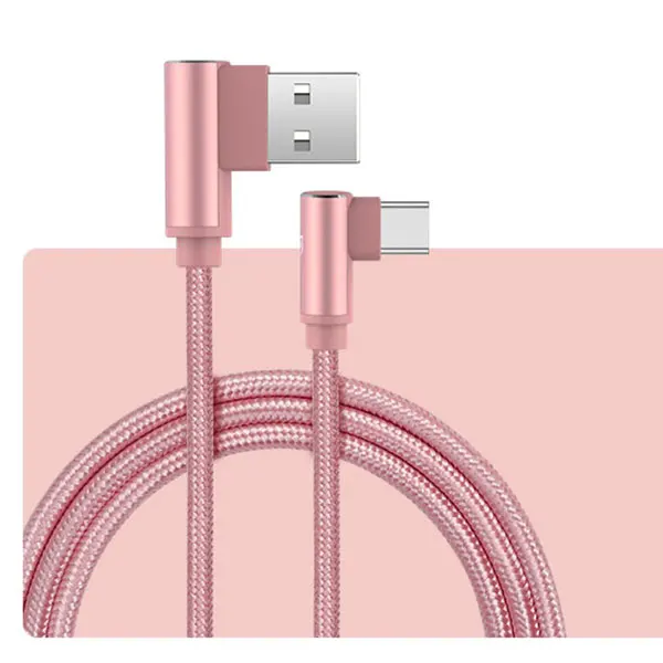 Кабель usb типа C EECPT с 90 градусами, кабель для быстрой зарядки и передачи данных, кабель для зарядного устройства type-C для samsung Xiaomi mi 9, красный кабель mi Note 7 USB-C - Цвет: Rose Gold