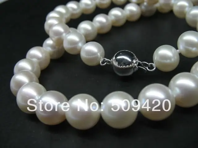 

Free Shipping>>>WOW! AAA 12mm round freshwater pearl Necklace