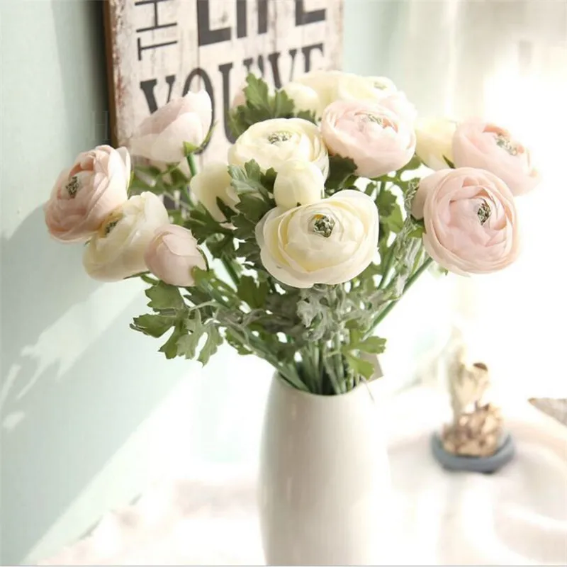 3 шт./лот, белый букет шелковых цветок, искусственный цветок, декоративный цветок, украшение для дома