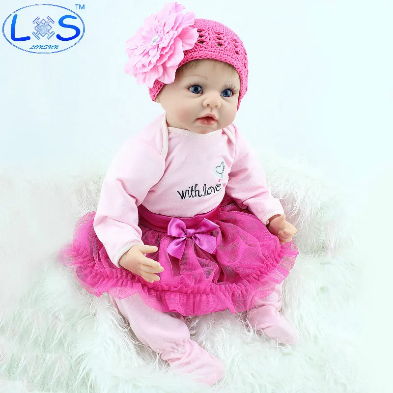 

LONSUN Pink Skirt Silicone Reborn Dolls Hobbies Stuffed Toys Accessories Dolls Bedtime Early Education Girl Toys Christmas Gift
