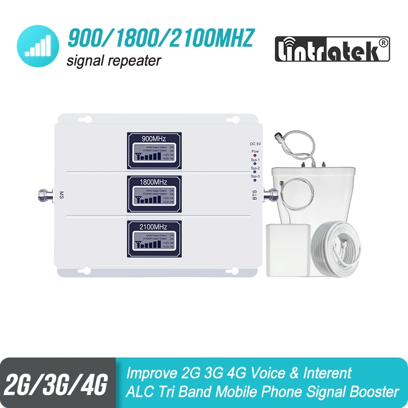 Усилитель сигнала сотовой связи ALC трехдиапазонный GSM Репитер 70 дБ с усилением 3G