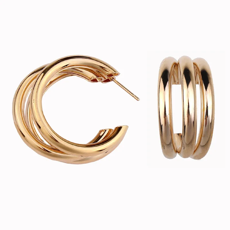 Simple Irregular Semi-circular Metal Earrings Gold Silver Color Round Hoop Earring for Women ZA Statement Earrings Punk Jewelry