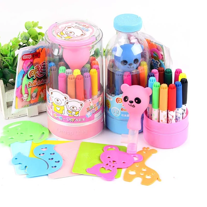 

24/12 Colors Premium Markers Water Color Pen Spray Pen Crayon for Drawing Painting Kids Toy Christmas gift
