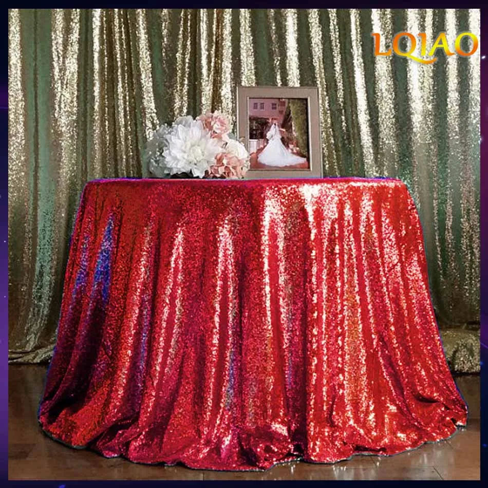 

2018 New Arrival Sparkly 120inch-300cm Red Sequin Tablecloth Wedding Sequin Table Cloth for Wedding/Party/Birthday Decoration