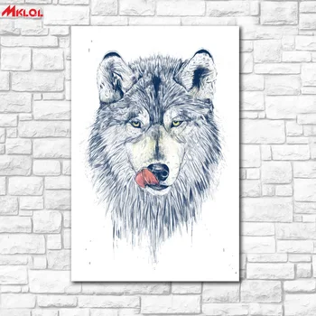 

Large Wall Art, dinner ,Restaurant study Bedroom Decor Wall oil Painting Print Nice wall picture for living room no frame wolf