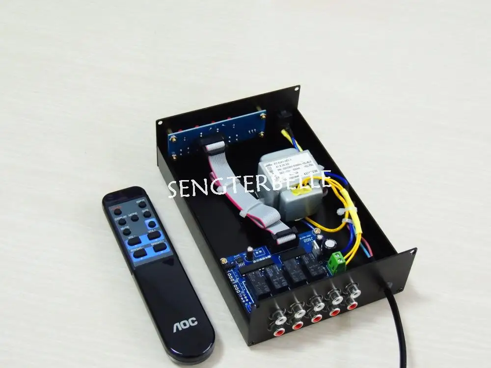 Finished remote audio switcher 4 ways choose input stereo 1 way output memory fuction