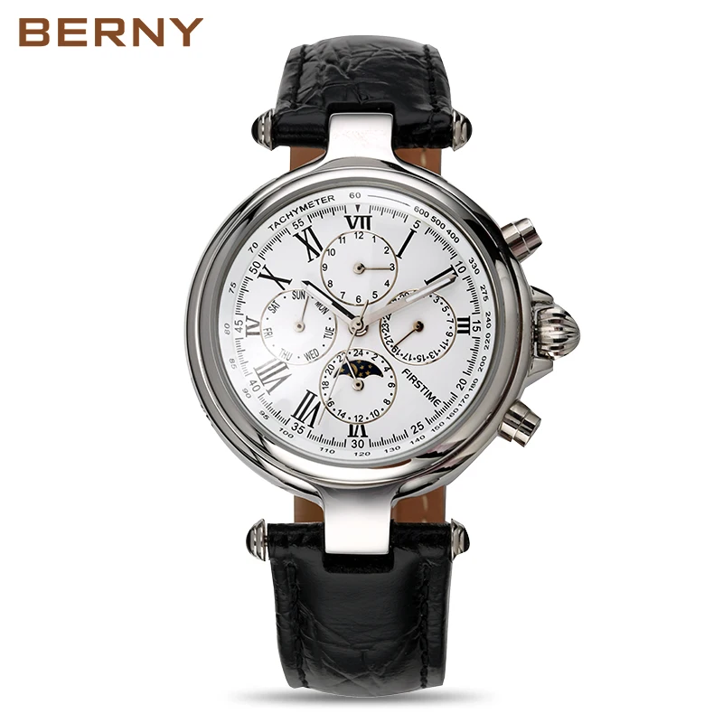 Skup Słynna marka luksusowy zegarek ze stali nierdzewnej zegarek męski automatyczny zegarek mechaniczny faza księżyca zegarki mechaniczne prezent na boże narodzenie