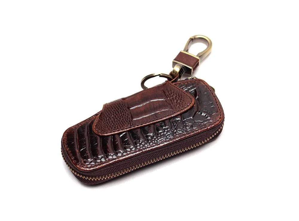 Ретро-органайзер для ключей из натуральной яловой кожи с узором «крокодиловая кожа», брелок для ключей от автомобиля, Роскошный брелок из воловьей кожи, сумка