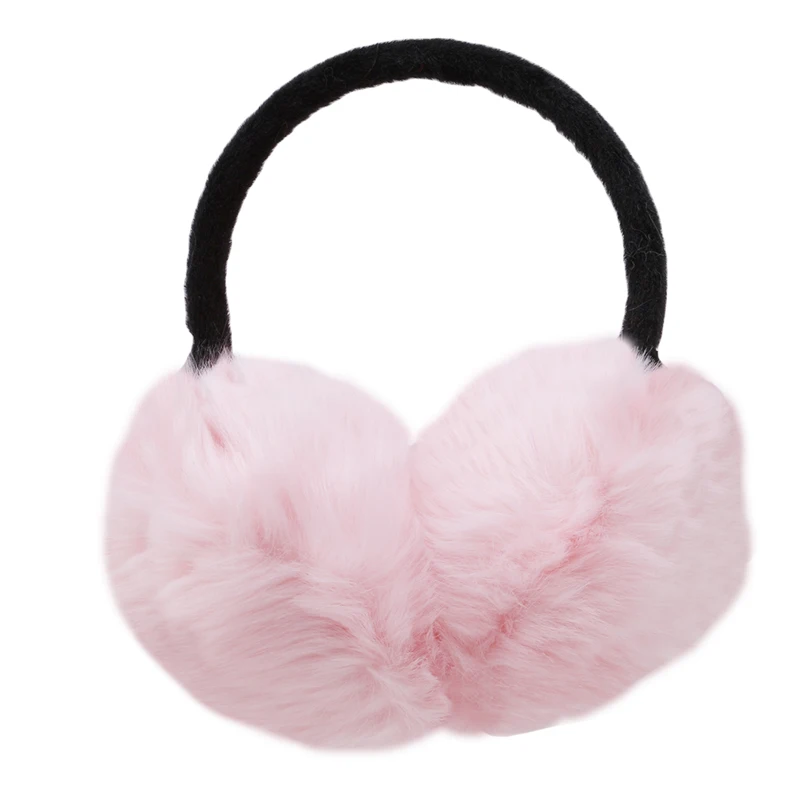 pink Зимние наушники с имитацией кроличьего меха; женские меховые наушники; Зимние теплые наушники; большие плюшевые теплые наушники для девочек и мальчиков - Цвет: pink
