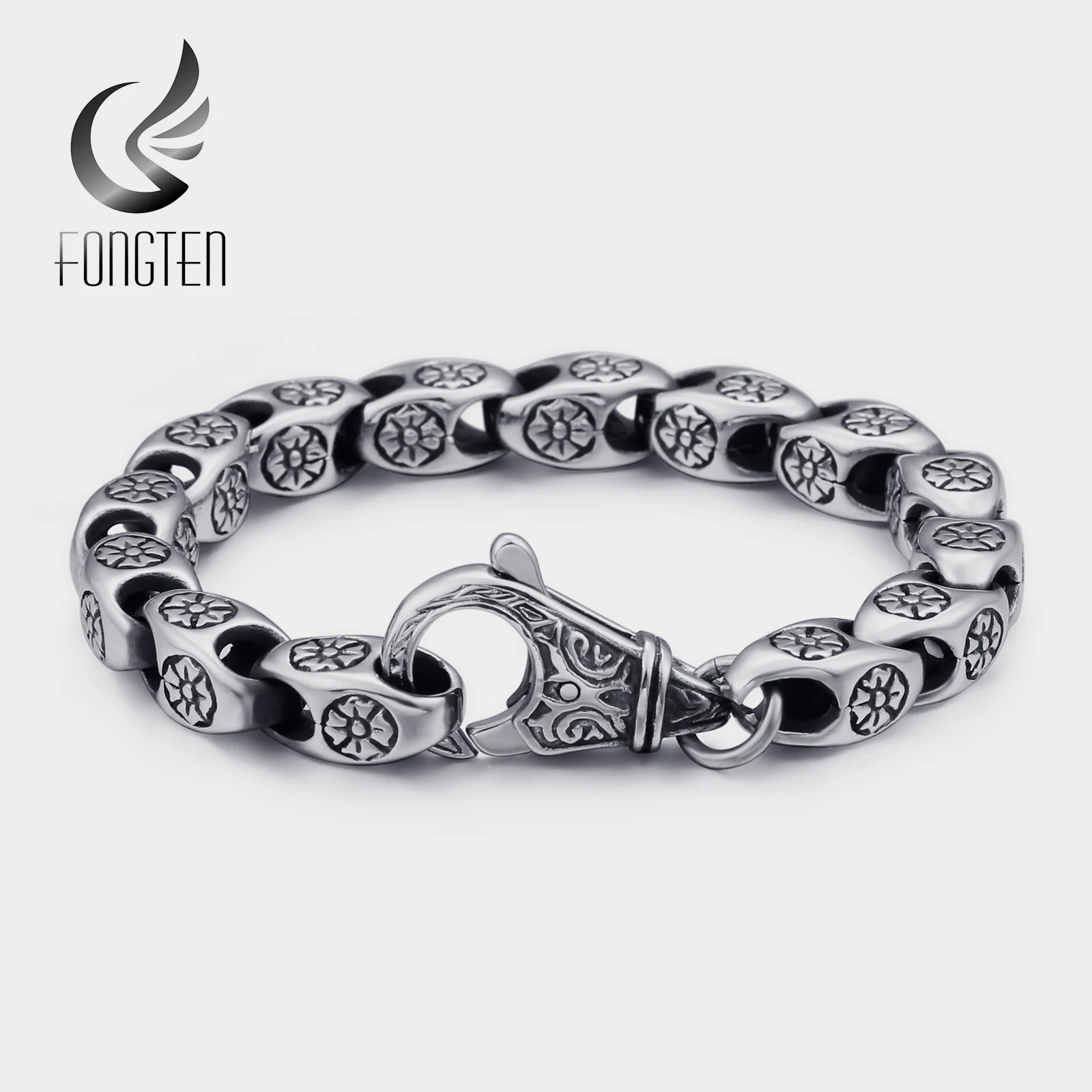 Fongten Винтаж из нержавеющей стали квадратный Готический стиль Bff браслет на заказ мужские панк Модные ювелирные изделия