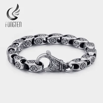 

Fongten Vintage Stainless Steel Square Gothic Style Bff Custom Bracelet Men Punk Fashion Jewelry