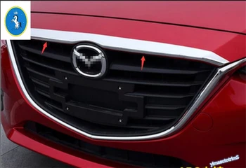 

Yimaautotrims Auto Accessory Front Head Gill Engine & Rear Trunk Tail Strip Cover Trim For Mazda 3 AXELA Sedan 2014 2015 2016
