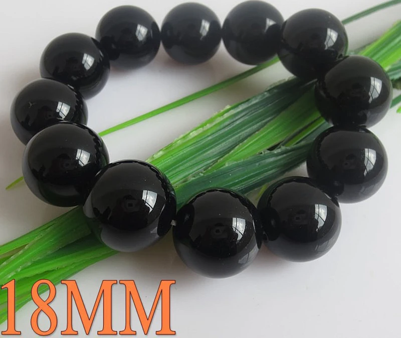 MOROW Unisex New Natural Black Agates Beads Round Jewel Bracelets Fashion Elastic Rope Charm Bracelet for Women Men Gift Jewelry (5)