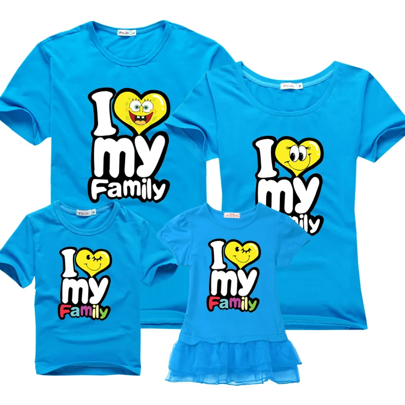 Одинаковые комплекты для семьи; Футболка с принтом «Мама и я»; одежда для всей семьи; хлопковая Футболка; одежда для папы и сына - Цвет: blue