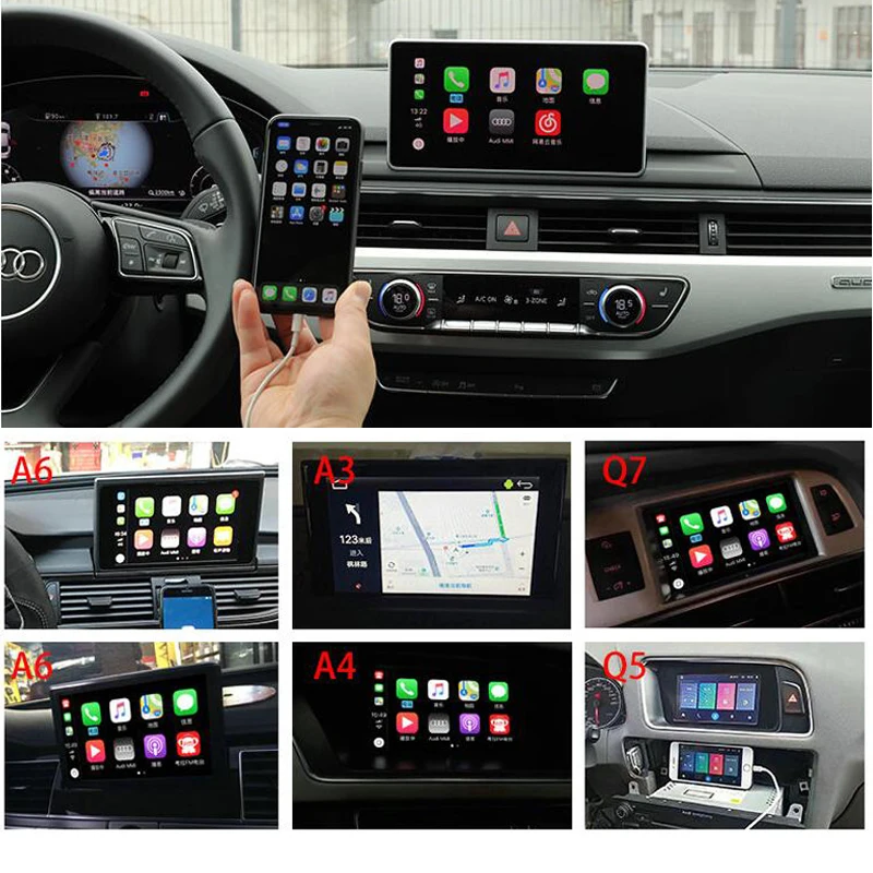 Perfect Video Interface Apple Carplay Android Auto DVD For Audi A3 A4 A5 A6 Q3 Q5 Q7 Original Screen Upgrade MMI iOS AirPlay System 4