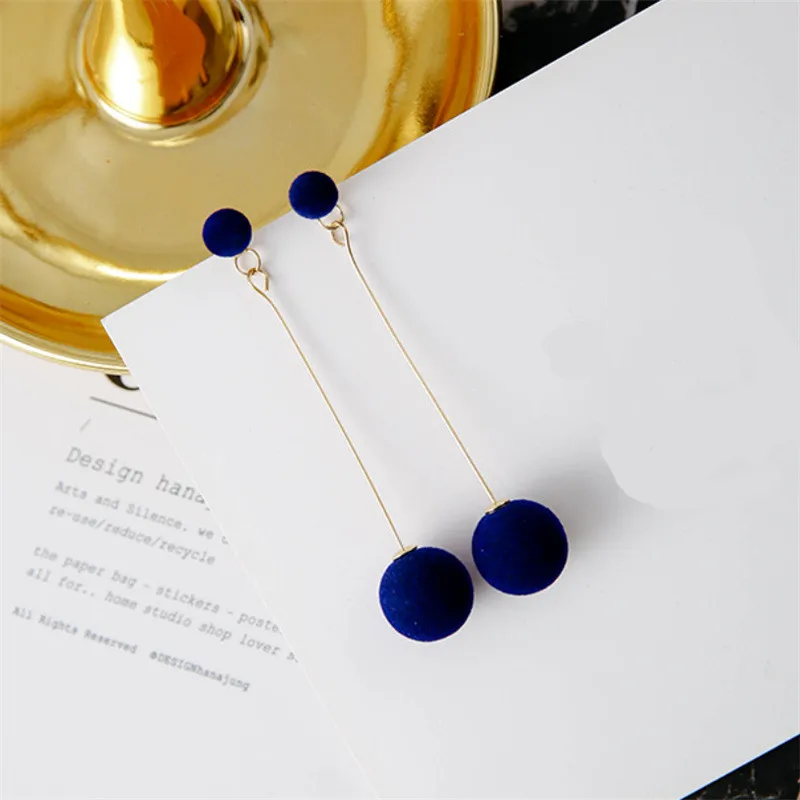 

8Seasons New Fashion Plush Ball Drop Earrings For Sweet Women Wild Velvet Round Tassel Long Dangle Earrings Party Gift Jewelry