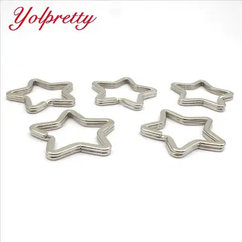 

Yolprtty 3pcs/lot Key Ring ( Ring Size: 35mm ) Key Silver plating Pentagon Split Keychain Keyrings Wholesal;key rings.