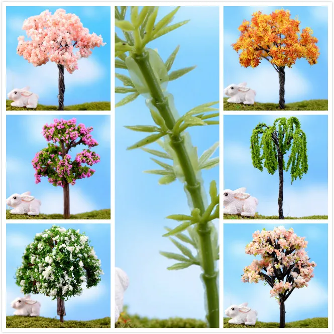1Pcs/Set Mini Tree Fairy Garden Miniatures Micro Landscape Resin Crafts Bonsai Figurine Garden Terrarium Accessories