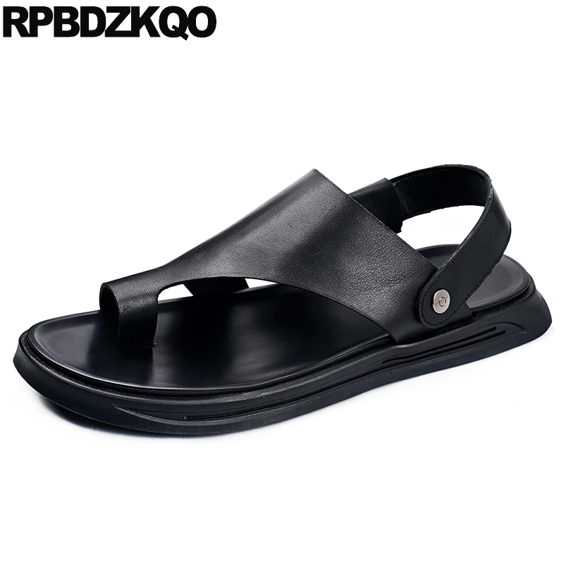 

Slippers Slides Black Native Leather Strap Genuine Slip On Designer Shoes Men High Quality Famous Brand Toe Loop Soft Sandals