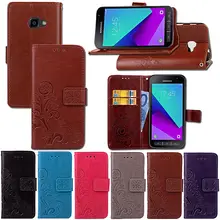 G390 escultura em relevo estojo de couro para samsung xcover 4 g390f capa flip suporte slot para cartão carteira capas pretas 390 sm sm390