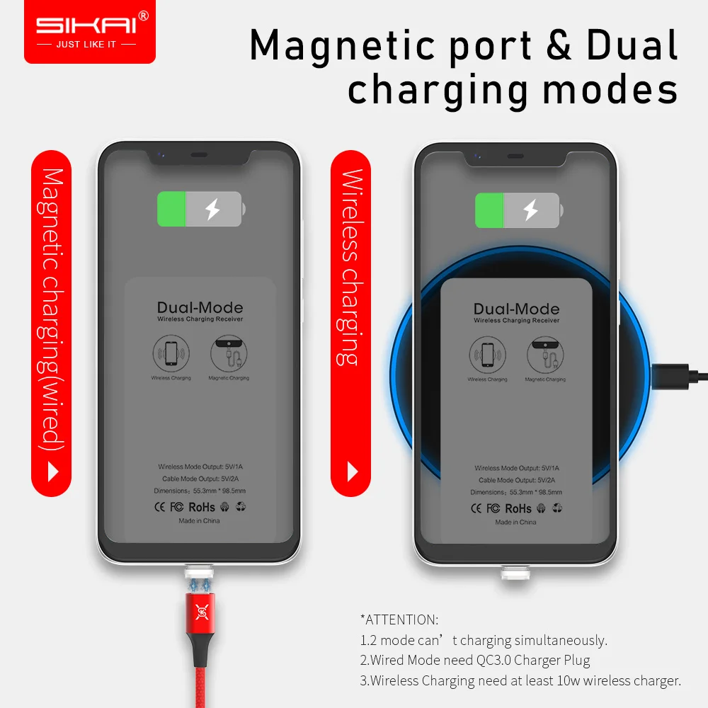 SIKAI Qi магнитный беспроводной зарядный приемник для Xiaomi 8 USB C type C магнитный беспроводной зарядный разъем для huawei p20 pro