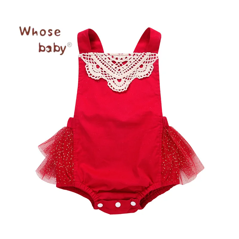 Infant Baby Bodysuit Suspender Sleeveless Girl Jumpsuit Lace Newborn