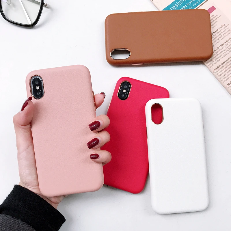 

Suitable for iphonex xr xs xsmax protective cover solid color PU leather for iphone7 8plus 6s 6plus