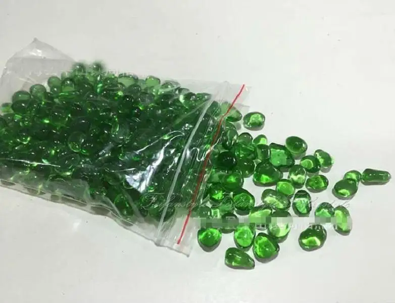 

50g Nature Polished Green Glass Gravel Stones Polished Rock Chips Lucky Healing F080 Feifanstyle natural stones