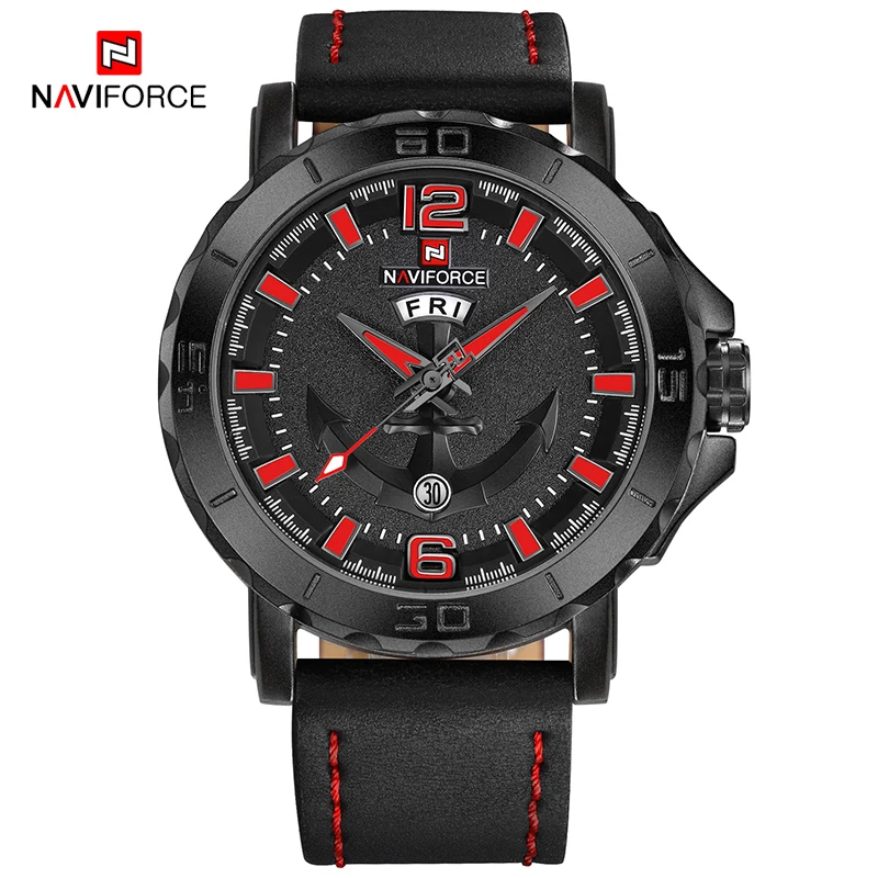 Red NAVIFORCE мужские часы Аналоговые часы с датой кварцевые часы мужские армейские военные наручные часы люксовый бренд мужские спортивные наручные часы Relogio - Цвет: Red