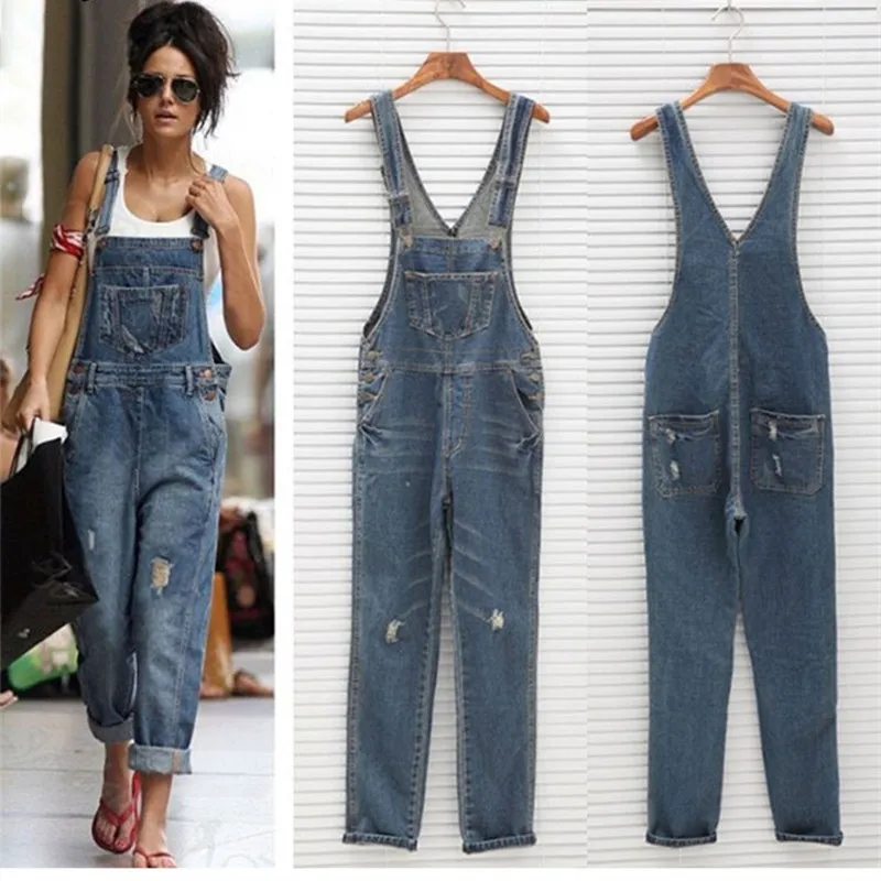 High Waist Women Jeans With Pocket Vintage Loose Overalls Jeans Casual