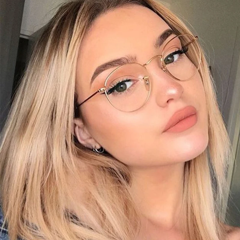 Montura redonda para gafas para mujer, lentes transparentes montura ovalada Retro 2019|Las mujeres gafas de - AliExpress