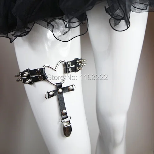 Sexy Punk Gothic Real Leather Garter Harness Large Big Heart Garter