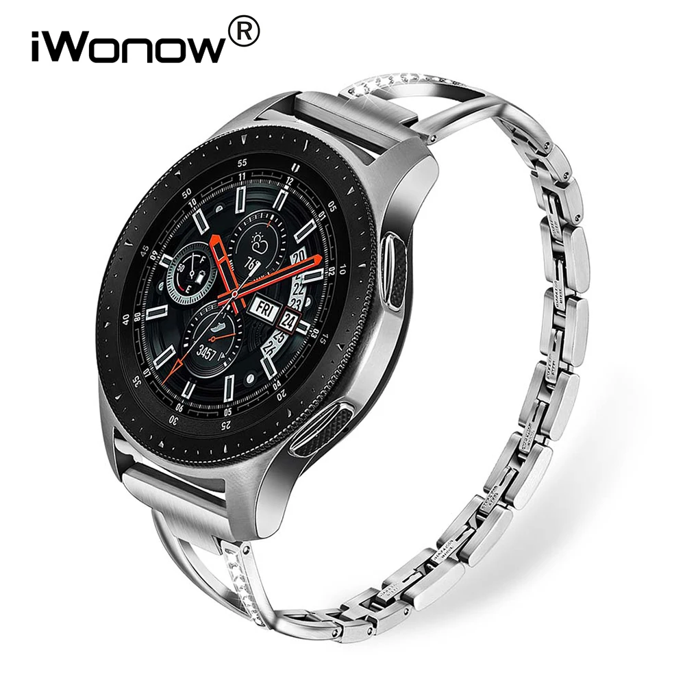 Браслет из нержавеющей стали + бриллиантовый ремешок 22 мм для Samsung Galaxy Watch 46 мм/Gear