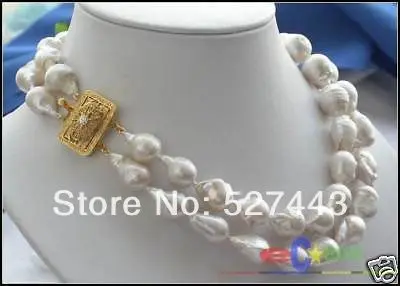 

Wholesale free shipping >>HUGE 2ROW 25mm DRIP WHITE KESHI REBORN PEARL NECKLACE