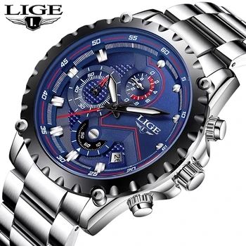 

LIGE Brand Men's Fashion Watches Men Sport Waterproof Quartz Watch Man Full Steel Military Clock Wrist watches Relogio Masculino