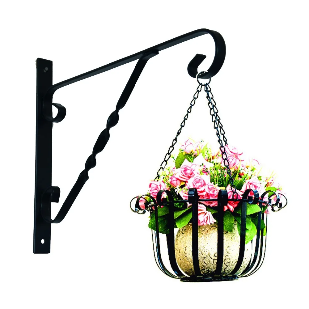 Wrought Iron Wall Hanging Flower Rack Hanging Basket Green Plant